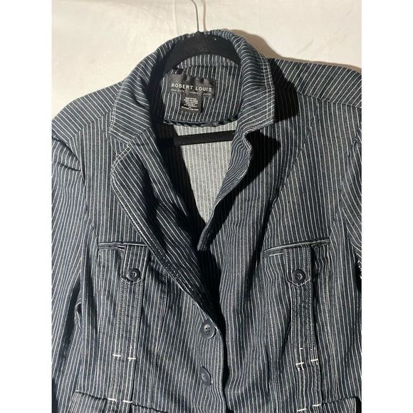 Robert Louis Black and White Striped Jean Jacket - Picture 3 of 7